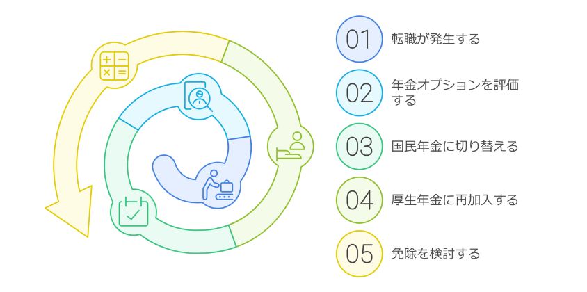 国民年金と厚生年金の対応方法ポイント画像